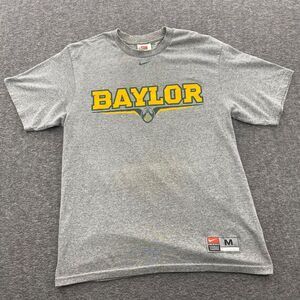Vintage Y2K Nike Center‎ Swoosh Baylor Bears Football Double Sided Tee Gray Sz L